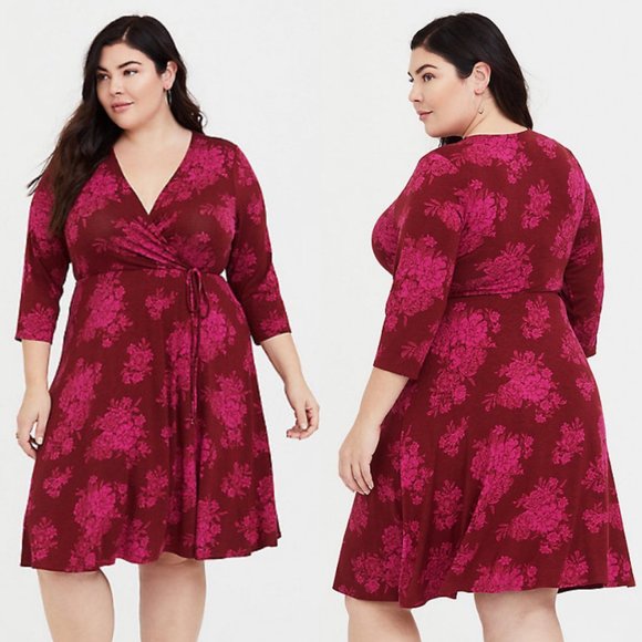 torrid Dresses & Skirts - Torrid Red Floral Jersey Wrap Dress